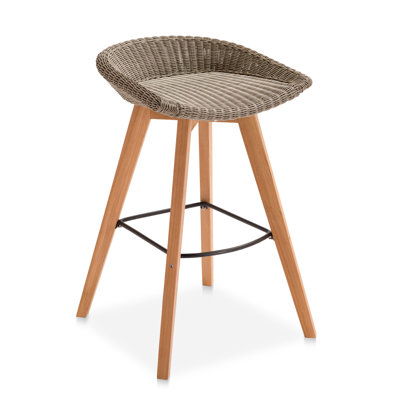 Leandra High-Density Polyethylene (HDPE) Wicker Outdoor Stool with Cushion