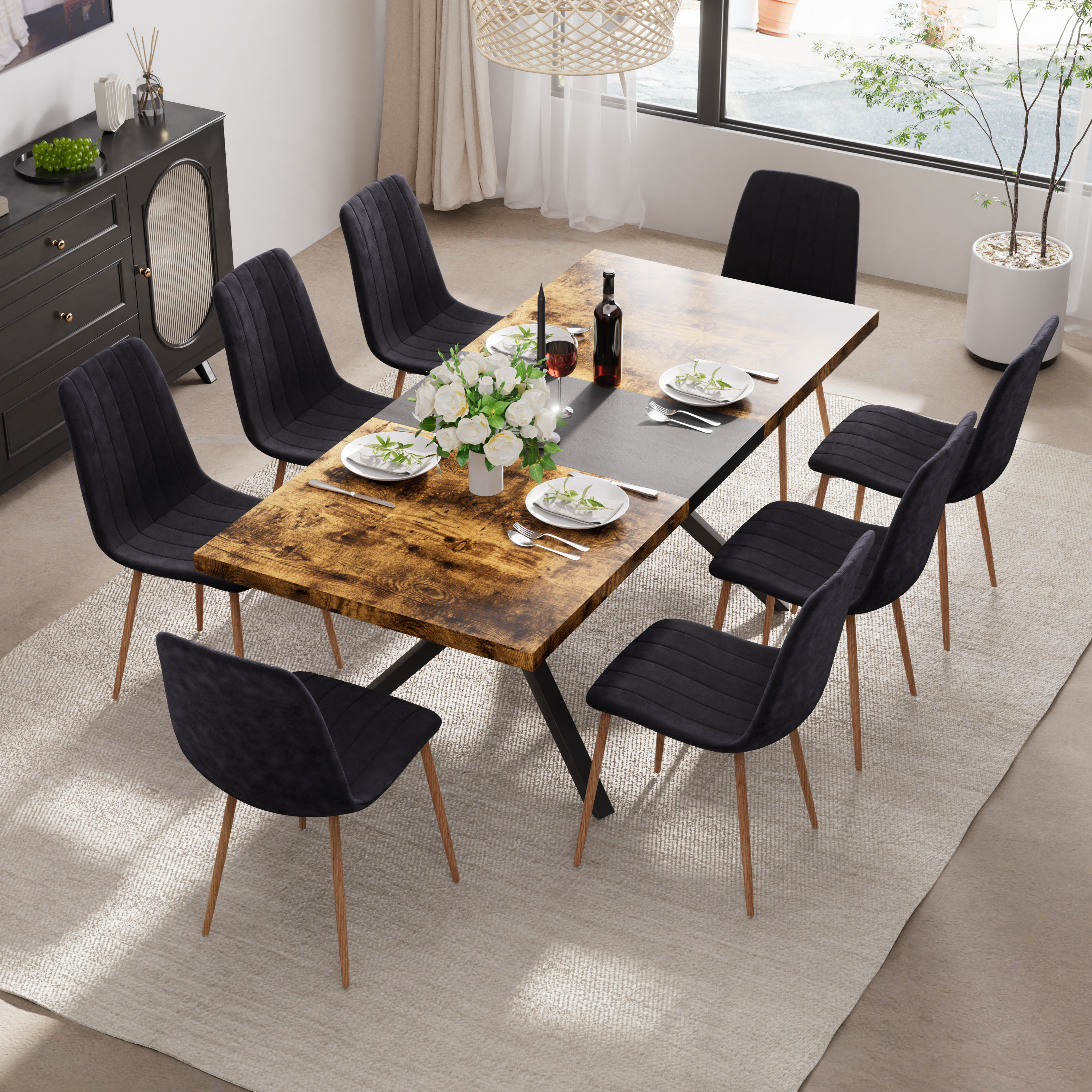 Mercer41 Extendable Dining Table Set with Velvet Chairs - Wayfair Canada