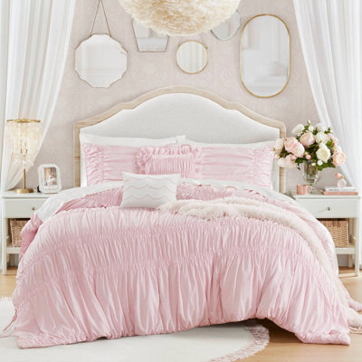5 Pieces Full/Queen Comforter Set,Pink