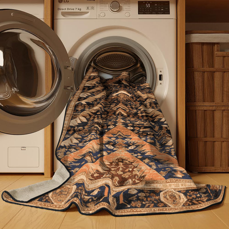 Tapis brun lavable à la machine, Carré 5 pi