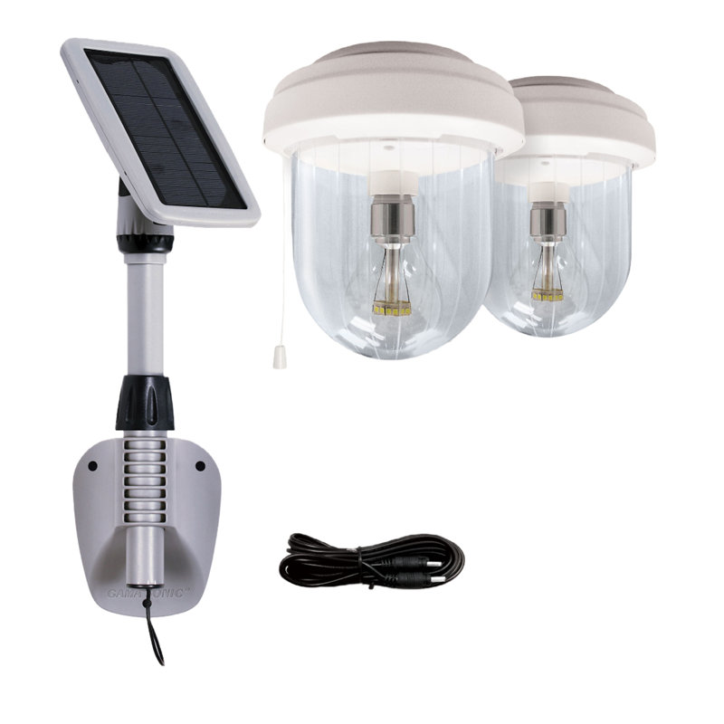 Light My Shed IV Solar LED Area Light with 2-Light Integrated Bright White Light Bulb