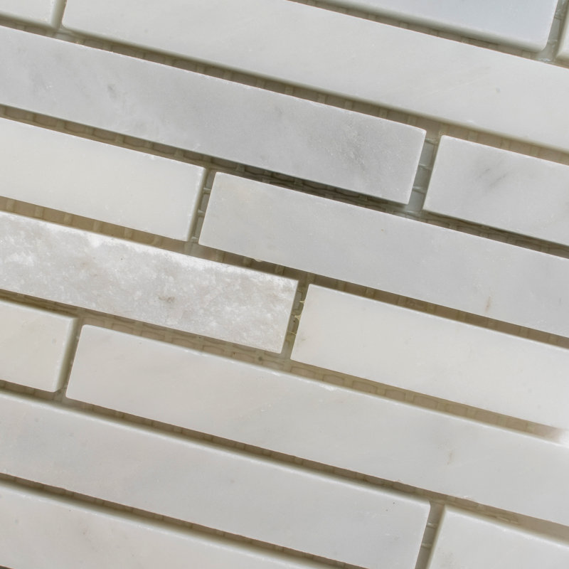 11.6" X 12" Linear Marble Mosaic Tile, White