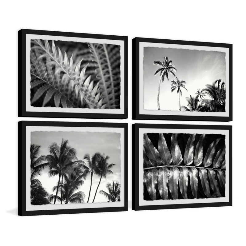 Palm Trees Quadriptych by Morgan Hartley - 4 Piece Single Picture Frame Print, 24" H x 36" W x 1.5" L