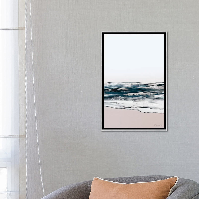 Impression d’art graphique Seashore, H 26 po x l 18 po x P 1,5 po, Toile avec cadre argenté