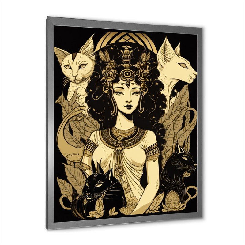 Glamour Goddes, chats blancs, Illustration rétro I - impression, Cadre simple argenté, H 44 po x l 34 po x P 1,5 po