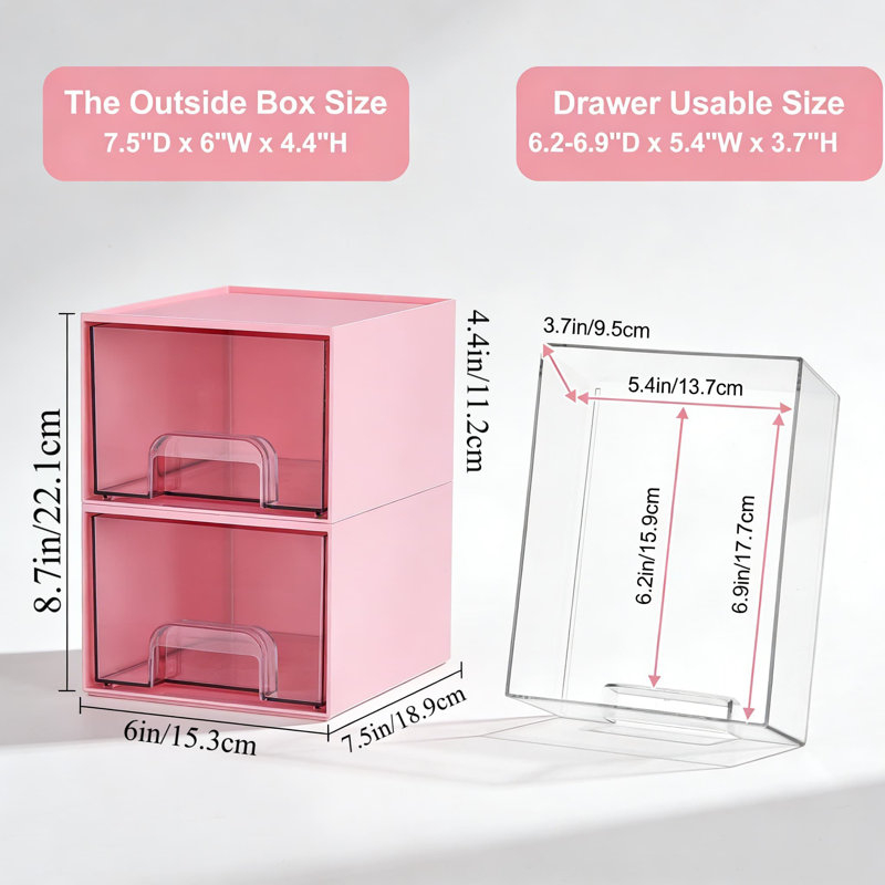 Tiroirs de rangement empilables en plastique transparent, petits bacs de rangement pour le maquillage, le meuble-lavabo, la salle de bain, l'armoire de cuisine et l'organisation à la maison