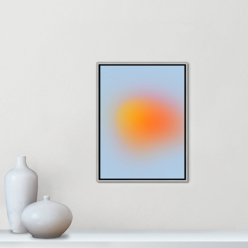 Imprimé néon orange brillant, Encadrement argenté, Pas de tapis, H 25,5 po x l 19,5 po x P 2 po