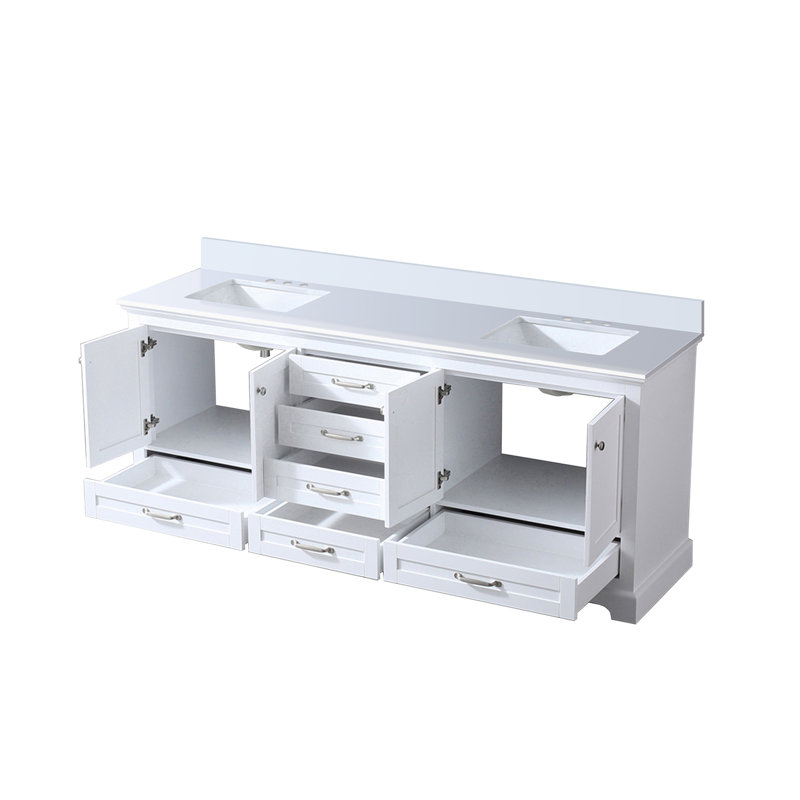 Double Bath Vanity with White Quartz Top, White
