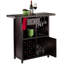 Armoire à vin autoportante transitionnelle en bois massif et composite espresso avec porte-verres à pied, grille à vin pour 12 bouteilles, tiroir et armoire de rangement fermée