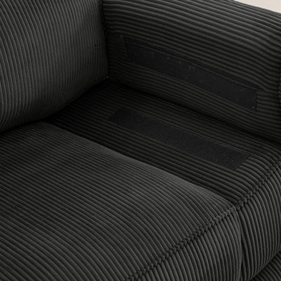 Canapé droit rectangulaire Schum de 76,4 po, canapé modulaire 2 places avec 2 repose-pieds, coussins épais en mousse viscoélastique, tissu respirant en velours côtelé, accoudoirs détachables, pour petit salon