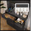 Armoire de rangement pour garde-manger 71 po noire avec tiroirs, portes, support pour micro-ondes et prises de courant pour le salon-226078108