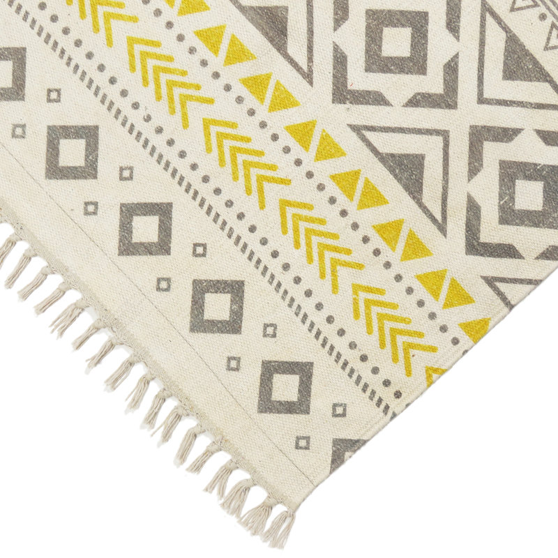 Cotton Geometric Indoor / Outdoor Rug, Rectangle 4' x 6'