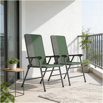 Outdoor High Back Chairs Set,Lawn Chairs,Folding Camping Chairs,Patio Chairs Set of 2