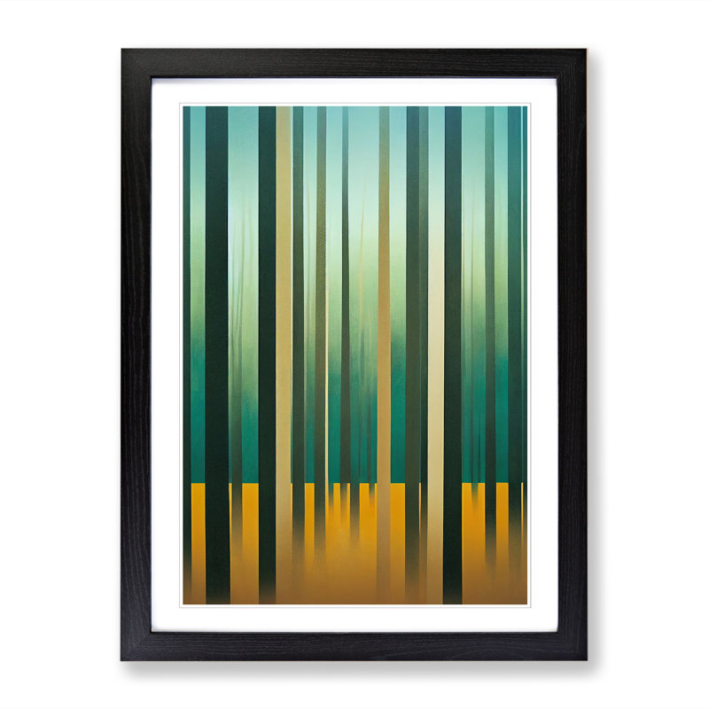 Spring Forest Minimalism - Single Picture Frame Print, Black, 64cm H x 46cm W x 2cm D
