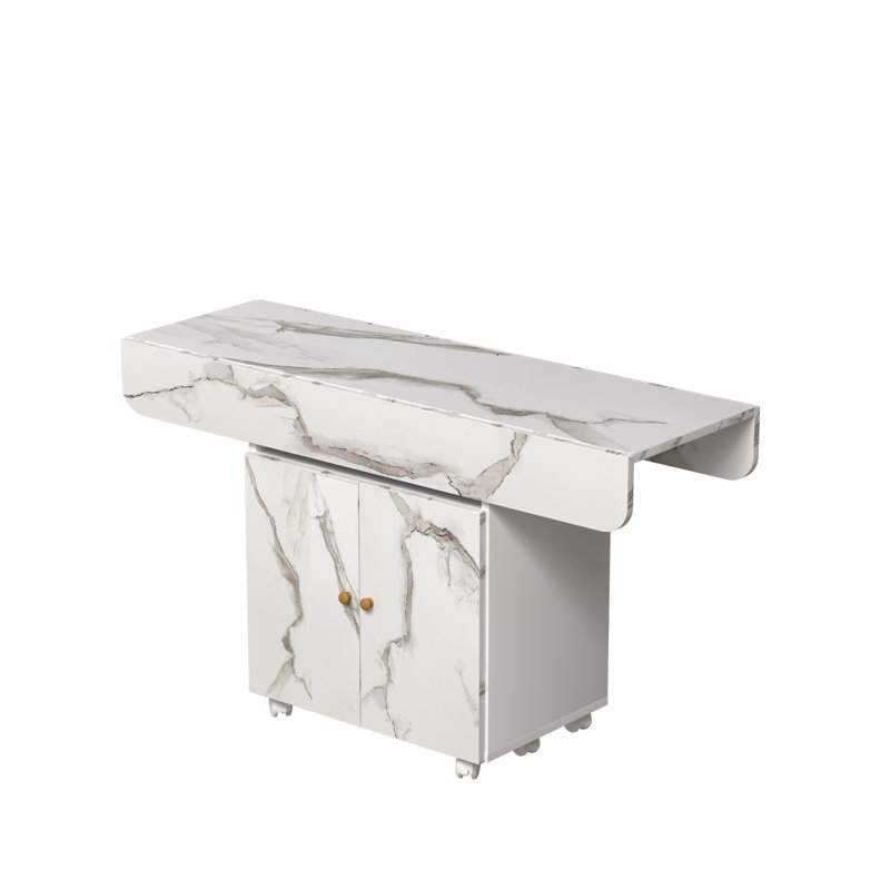 Table de salle à manger pliante en bois 47 "avec support de rangement et armoire (table basse uniquement, sans chaises)