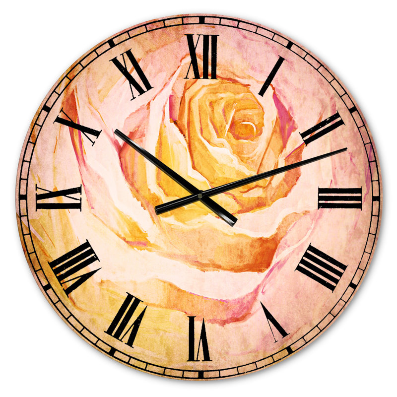 Pétale peinte à la main White Rose - horloge murale traditionnelle, Petit