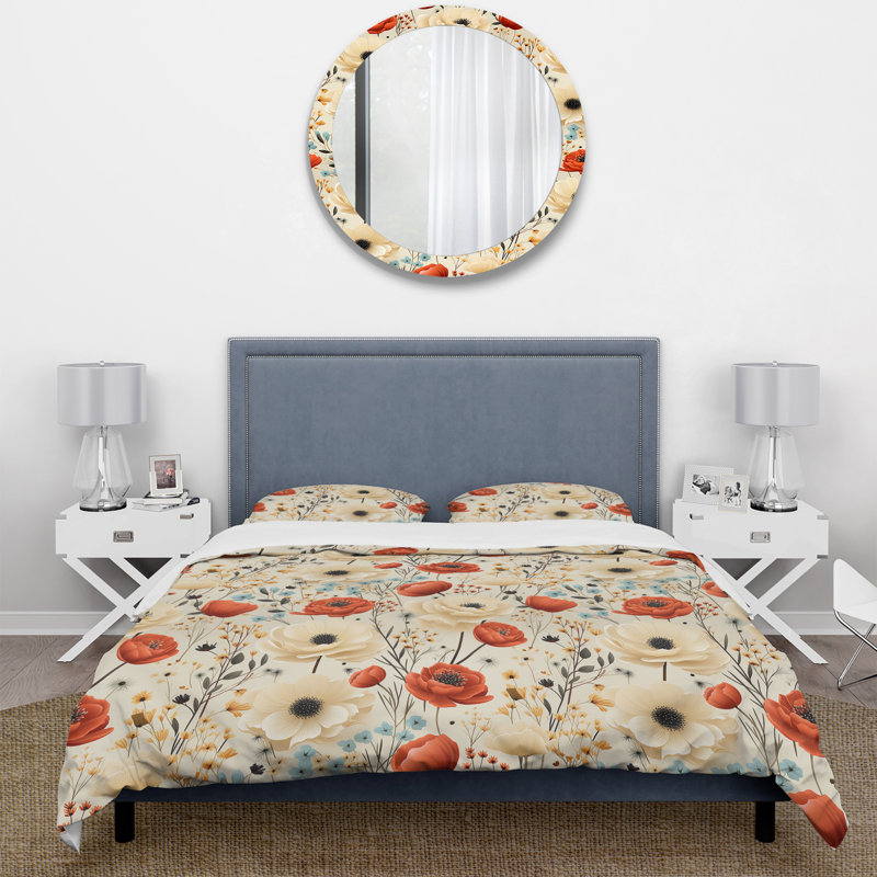 Vintage Boho Floral Garden Delights - Ensemble de housse de couette floral, Housse de couette pour très grand lit et 2 très