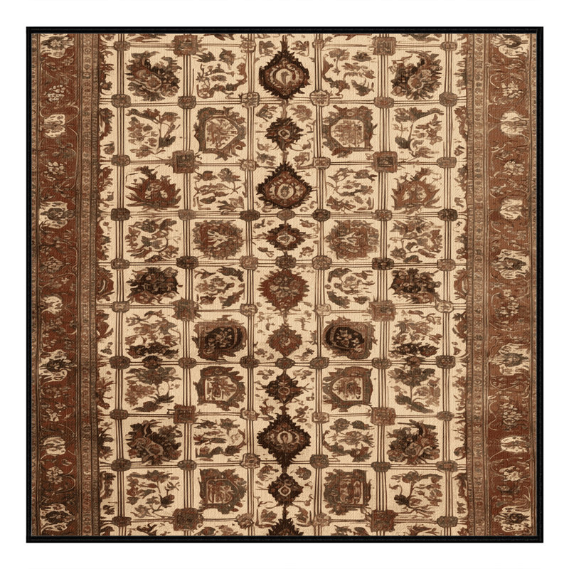 Machine Washable Persian Brown Area Rug, Square 3'