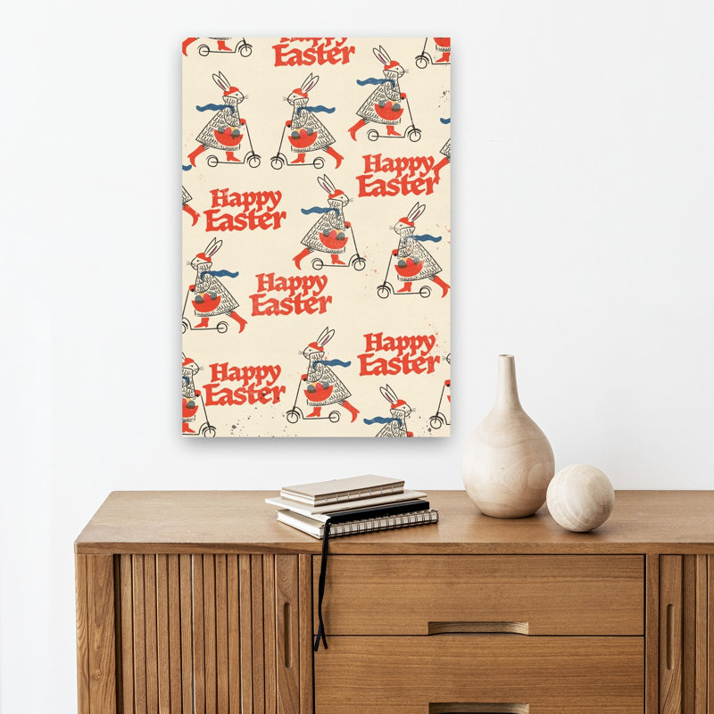 Joyeux lapin de Pâques, reproduction d'art ludique rétro printanier, H 18 po x l 12 po