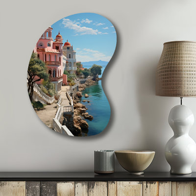 Carrico - Pink Asymmetrical Metal Print Wall Art, Traditional Unique Shape Metal Wall Decor