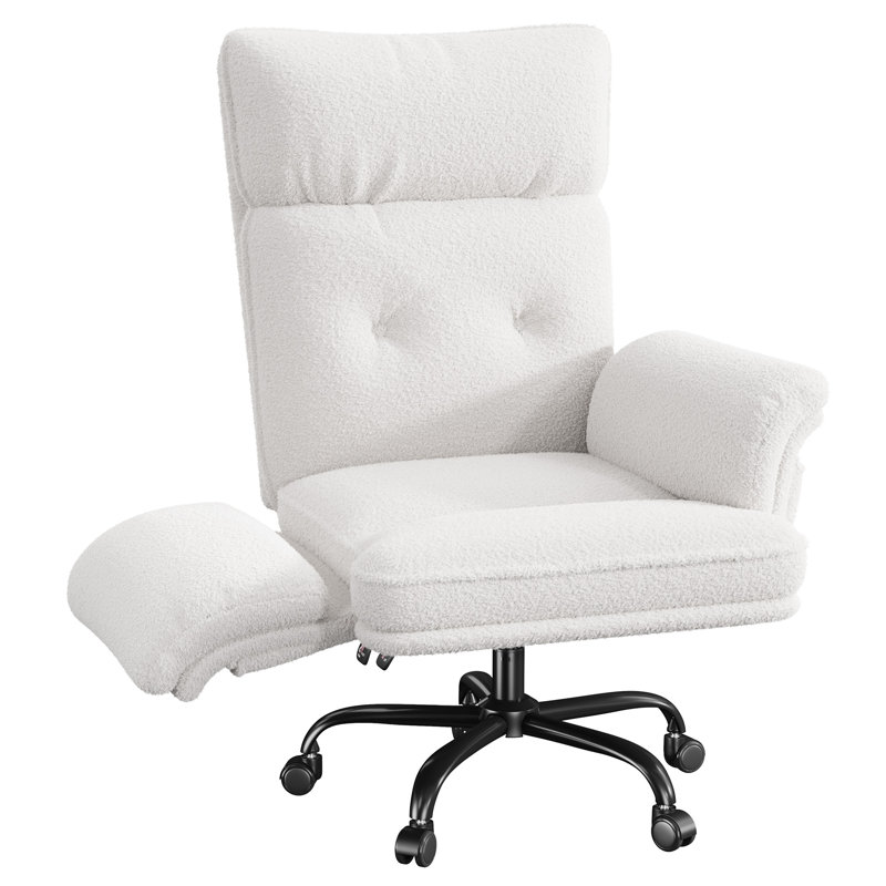 High Back Cross-Legged Office Chair with Adjustable Recline & Armrests – Ergonomic Computer Chair with Side Pockets for Home Office, Gaming, Bedroom
