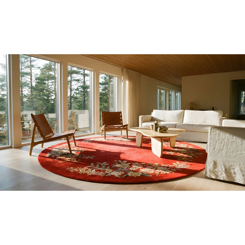 Round Antique Art Deco Chinese Hand Knotted Pile Rug