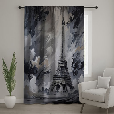 Eiffel Tower Window Curtains, Architecture Sheer & Blockout Curtains - 1 Panel