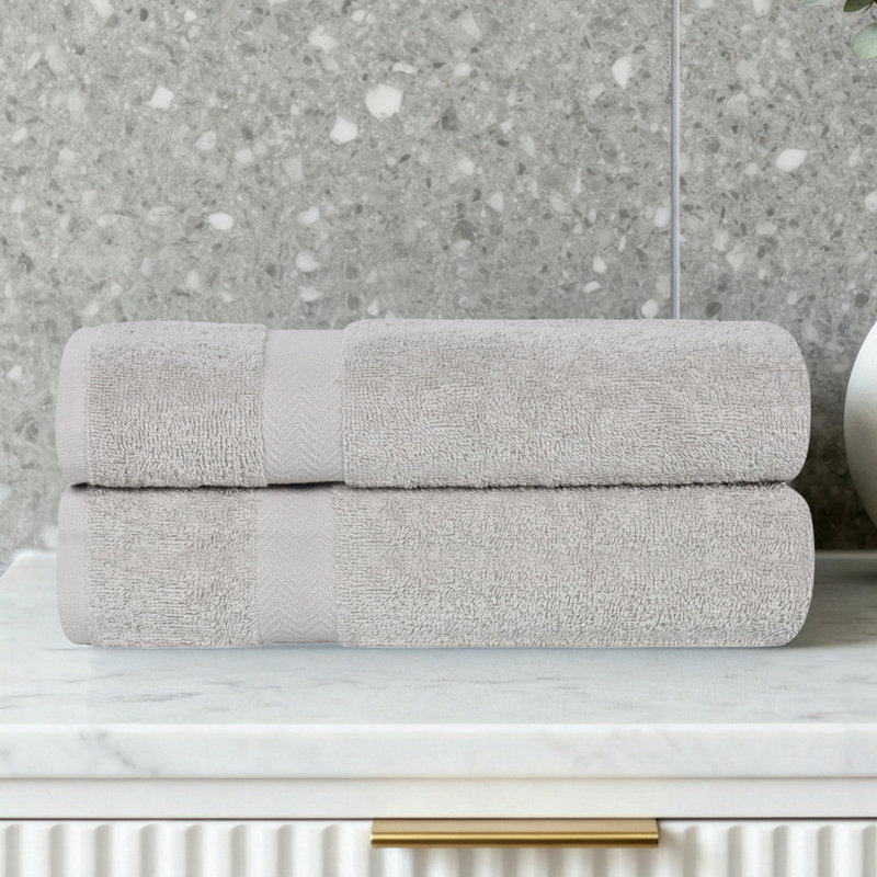 Ensemble de serviettes de bain en coton léger à séchage rapide, Drap de bain - paquet de 2, Argent argent