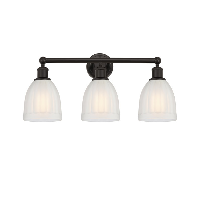 Éclairage pour meuble-lavabo de salle de bain 3 lumières 23,75 pouces Radegonde, Blanc, Bronze huilé
