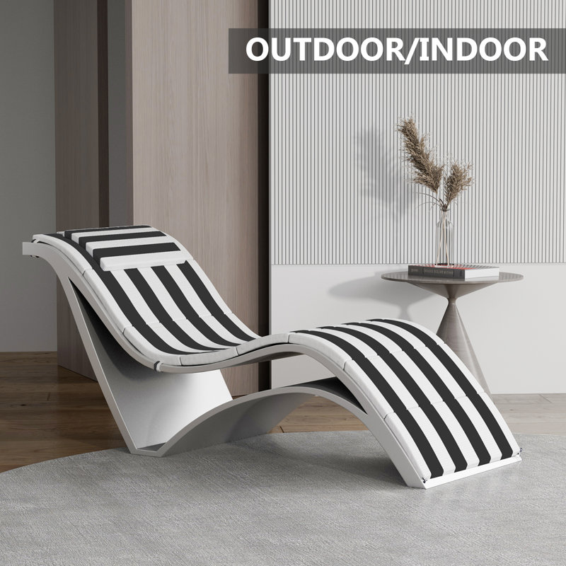72''L X 21''W X 1.18''T Chaise Lounge Cushion Outdoor, Black and White Stripe 