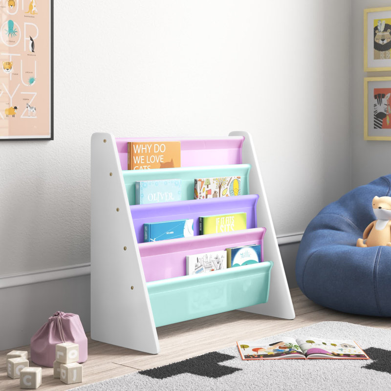 Hoeft Kids Book Display, White/Mint/Pink/Light Purple