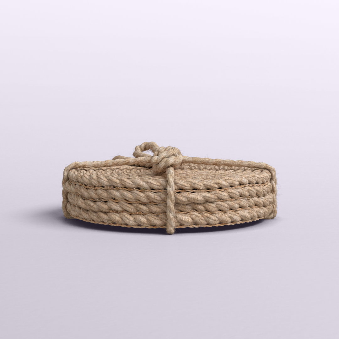 Jute Round 4 Piece Coaster Set Beachcrest Home™