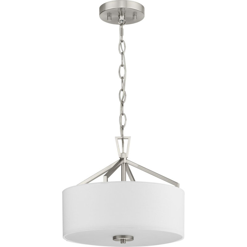 Plafonnier semi-encastré en tissu, Nickel brossé