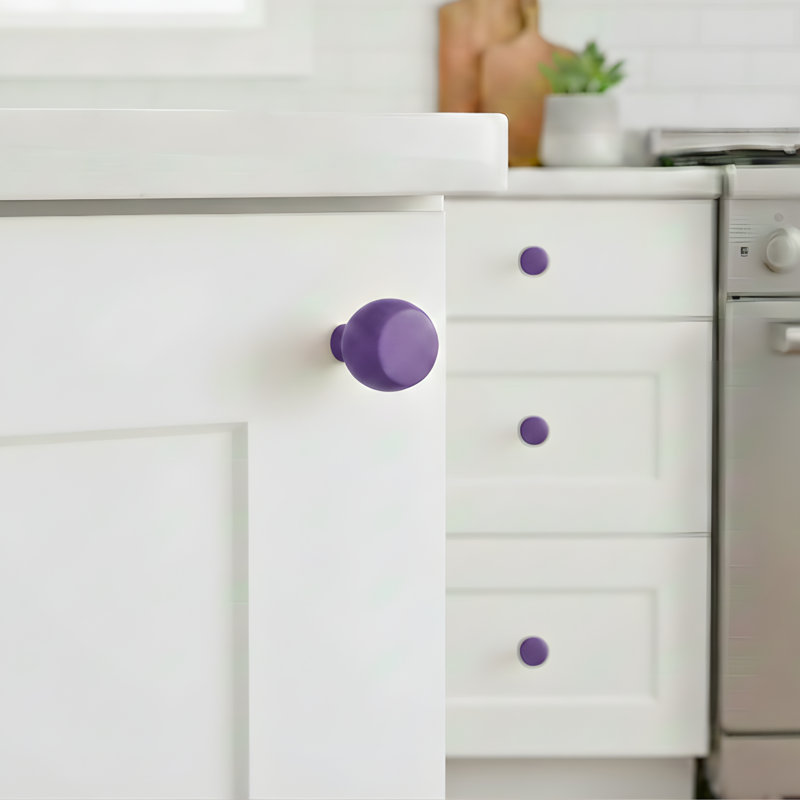 Bouton d'armoire rond en aluminium de style moderne Mid-Century ROUS Hardware, royal (mauve), 1 pièce, Royal (mauve) 