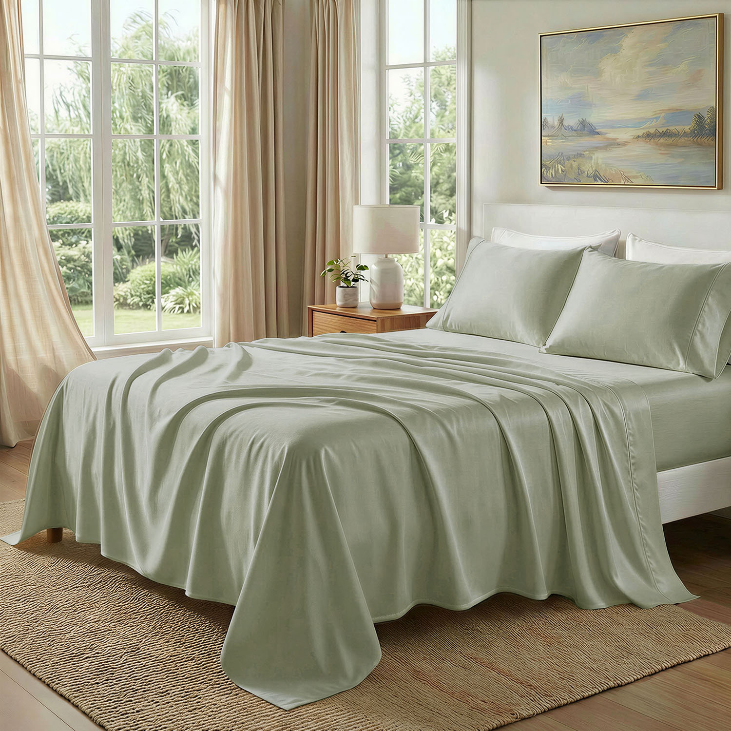 Threadmill 400 Thread Count 100% Egyptian Cotton Sheet Set in Sateen Weave - King Sheet Set with 2 Pillowcases