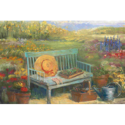 " Working In The Garden " Mixed Media Print