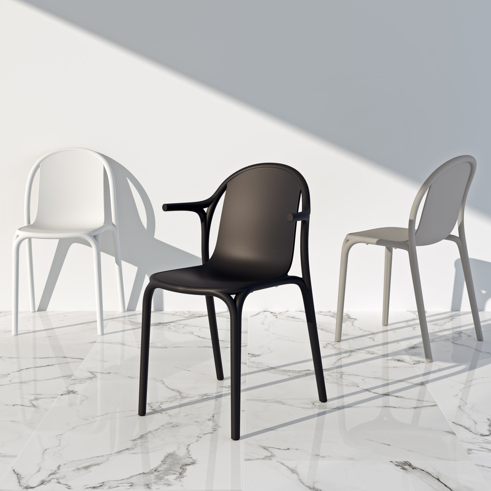Vondom Brooklyn Stackable Patio Side Chair, White
