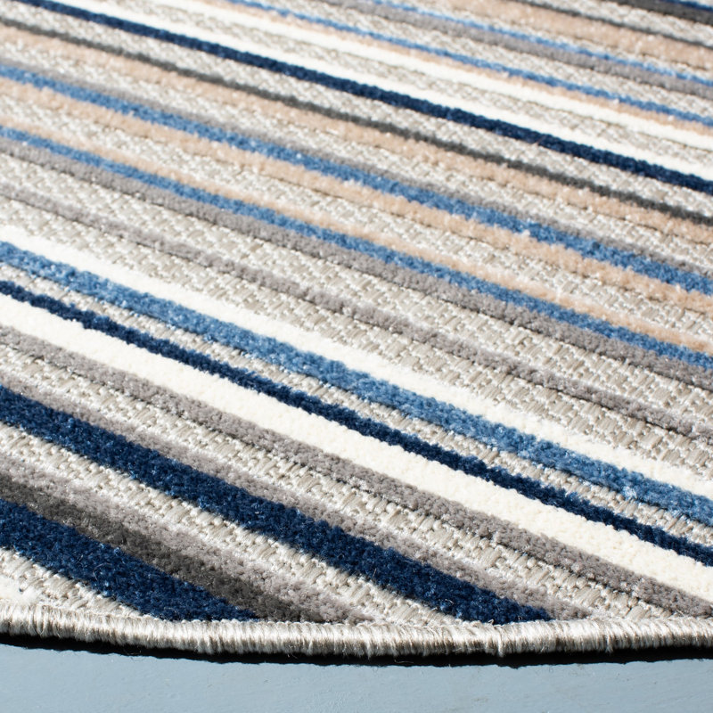 Cabana Performance Striped Indoor/Outdoor Area Rug, Round 6'7"