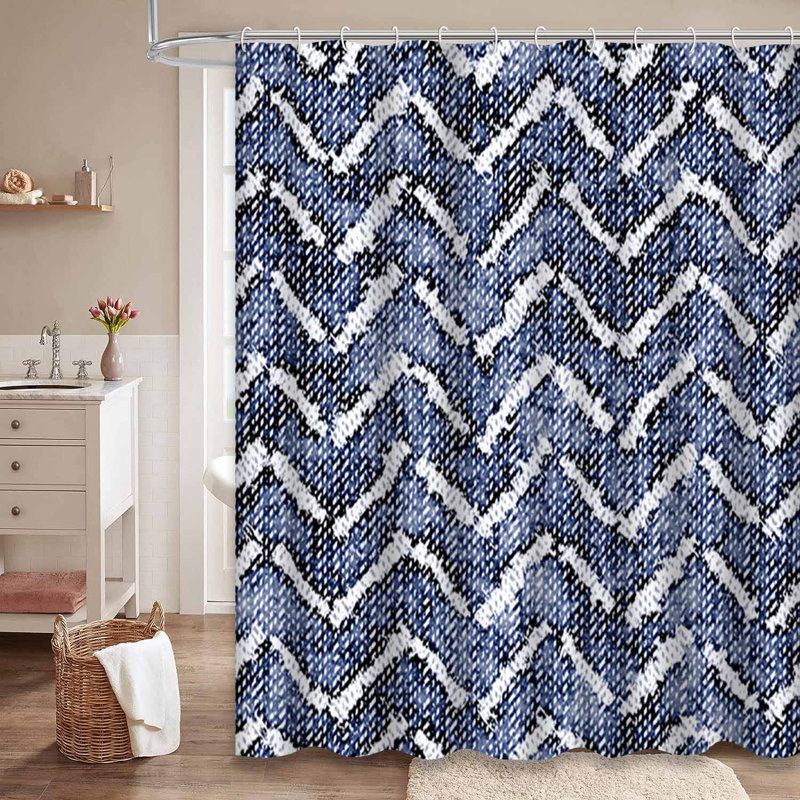 Rideau de douche bleu imperméable, rideaux de douche pour la salle de bain avec 12 crochets, 72" L x 84" W