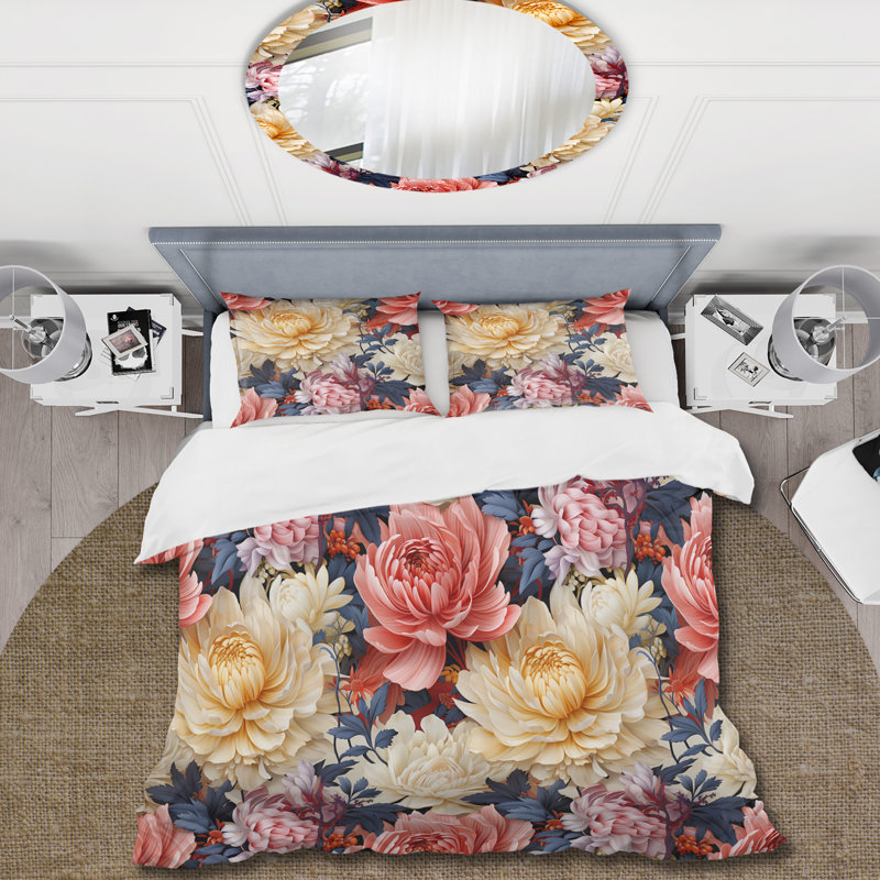 Motif botanique numérique I - Ensemble de housse de couette à motif floral - Polyester microfibre