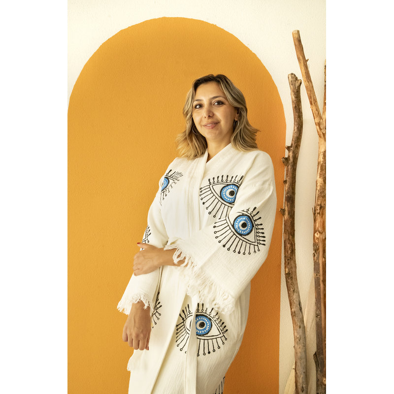 Peignoir de plage 100% coton, Blanc