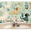 Papier peint adhésif à peler et coller sans soudure avec motif de chiot teckel à motif floral vert brun et chambre de bébé autocollant amovible en papier contact mural pour salon Chambre à coucher H 100 po x l 144 po