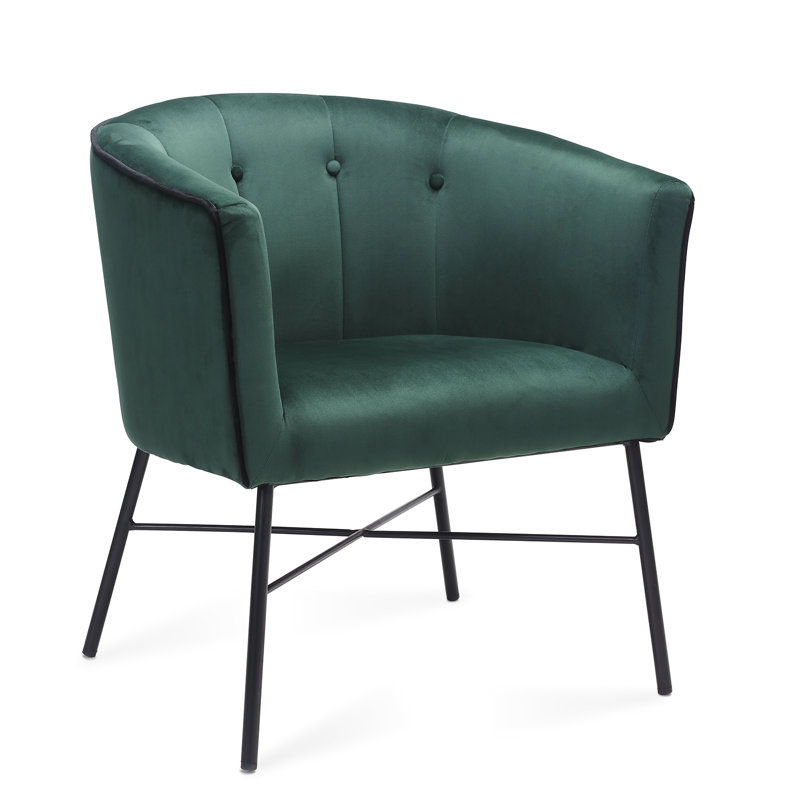 Emery Upholstered Barrel Chair, Emerald Green