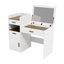 Bureau de coiffeuse 3 en 1 avec miroir rabattable, coiffeuse de maquillage compacte en verre et rangement caché, coiffeuse avec 3 tiroirs et armoire, coiffeuse peu encombrante pour la chambre à coucher