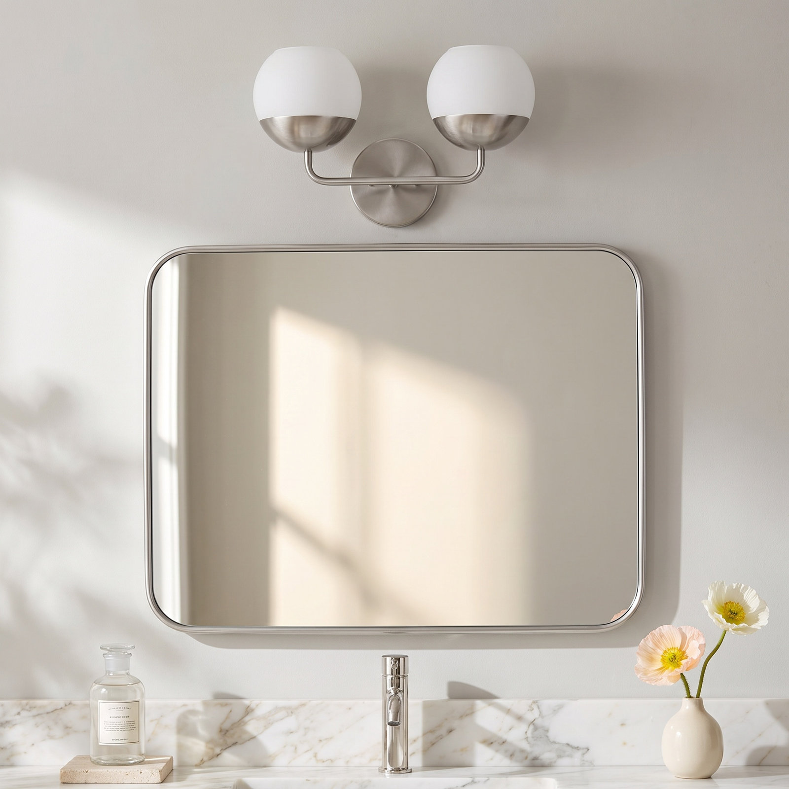 Avoca 2-Light Dimmable Vanity Light, Brushed Nickel
