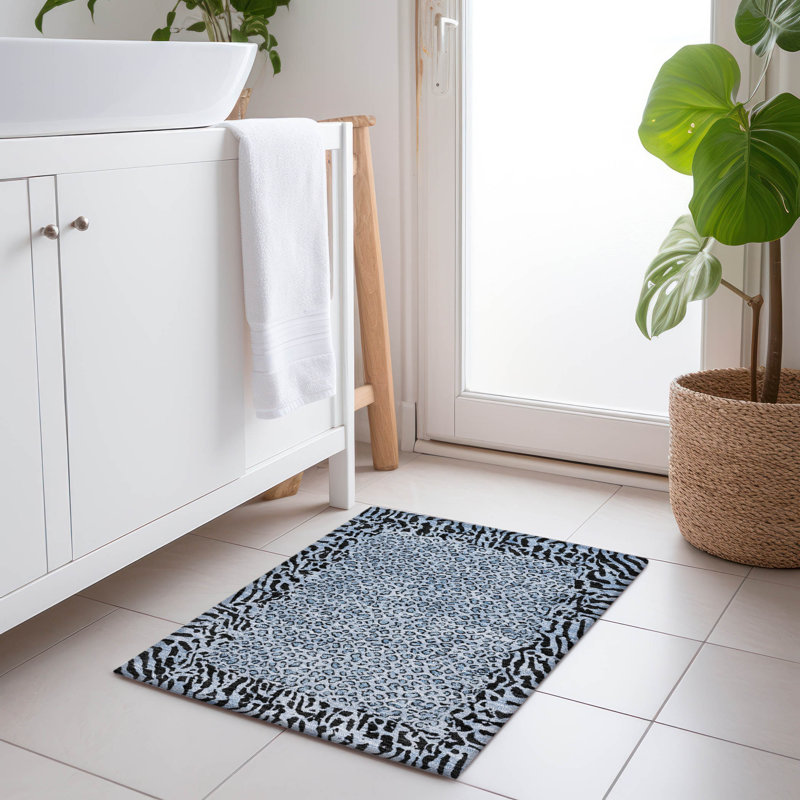 Machine Washable Indoor/Outdoor Claudian ACN1230 Blue Rug, Rectangle 1'8" x 2'6"
