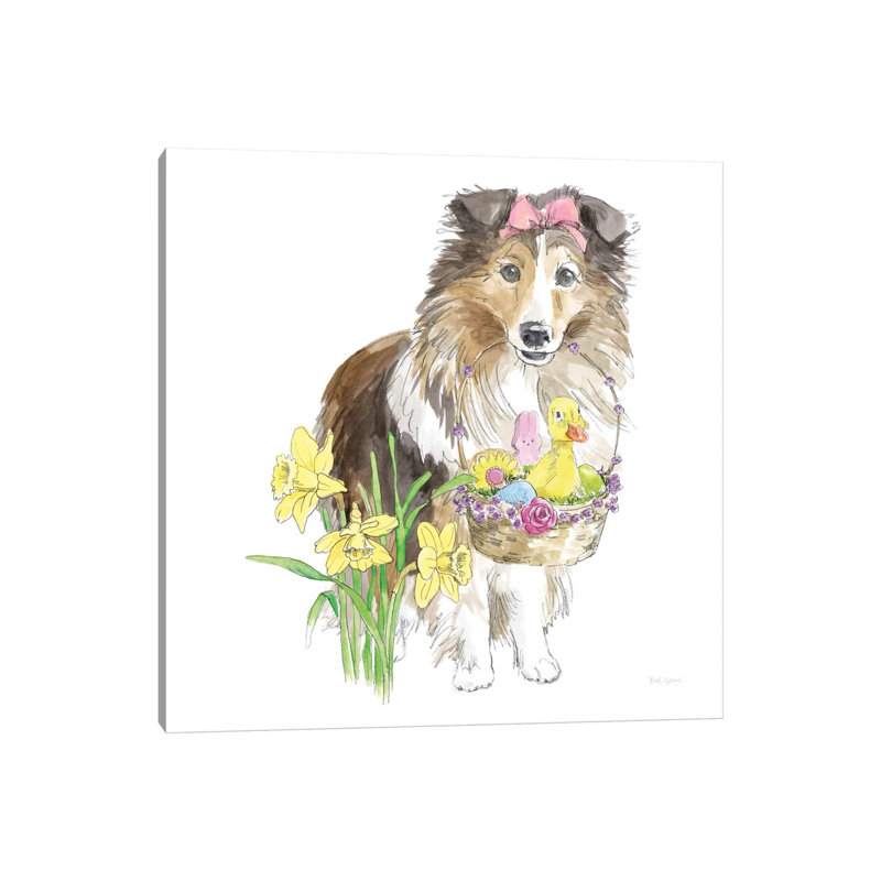 Easter Pups II by Beth Grove - Wrapped Canvas Painting, 45.72 cm H x 45.72 cm W