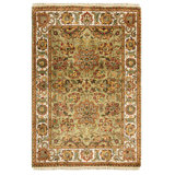 Hand-Knotted High-Quality Light Green and Ivory Area Rug