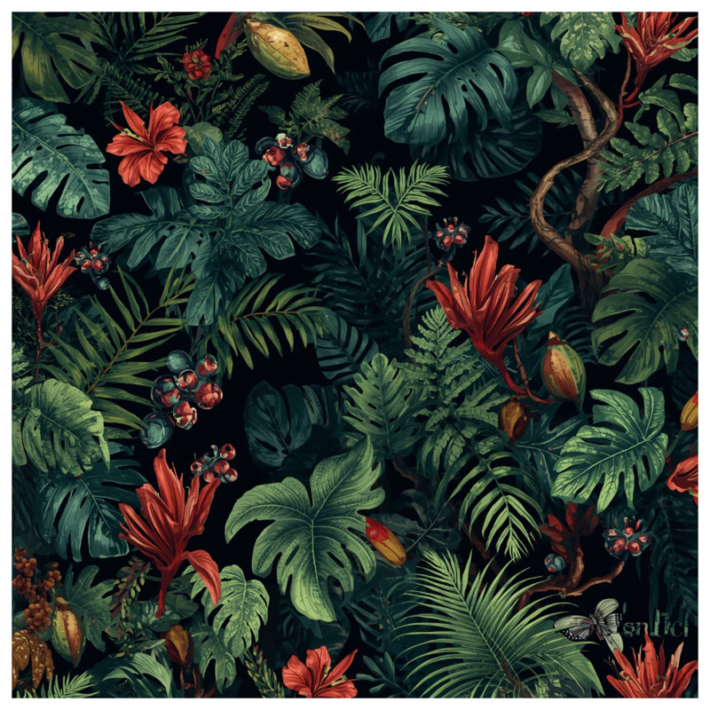 Édredon feuilles tropicales, Simple extra long