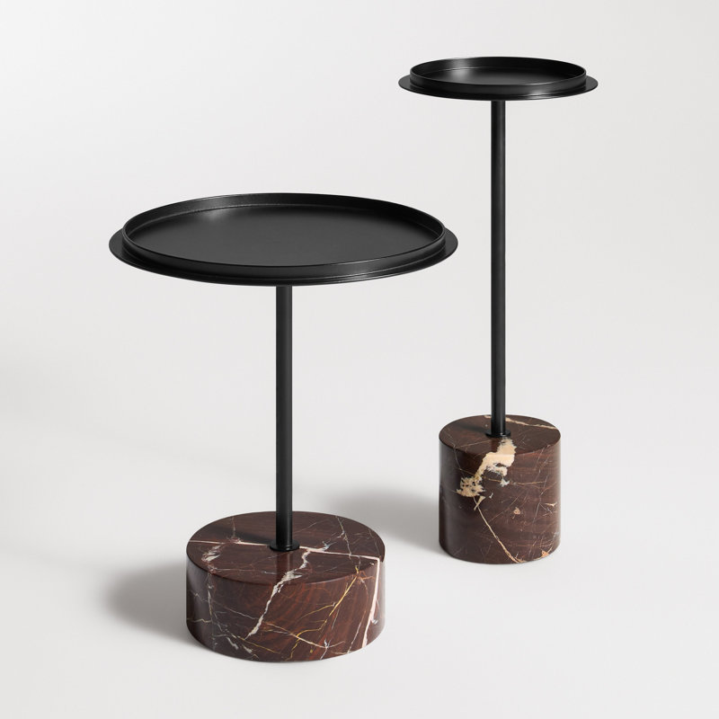 Chit Chat Marble Pedestal End Table, Putty, Cherry